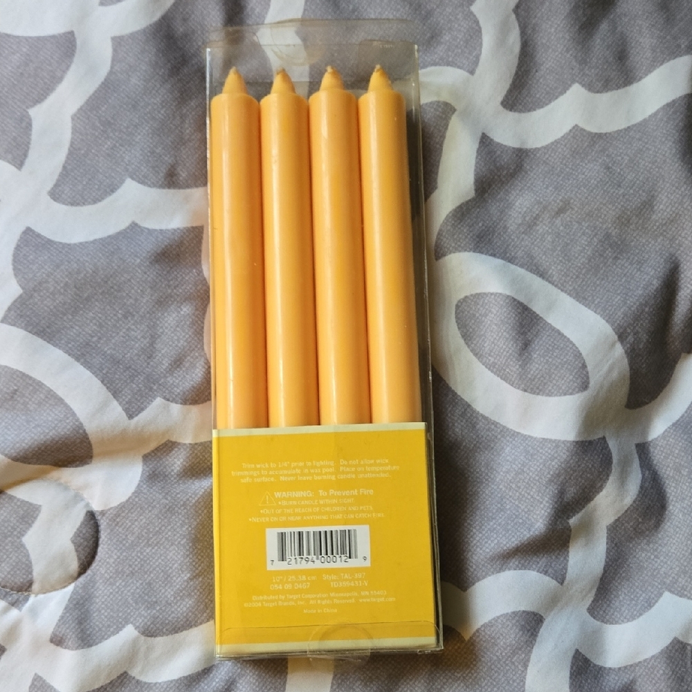 Elegant Melon Orange Taper Candles - Set of 4